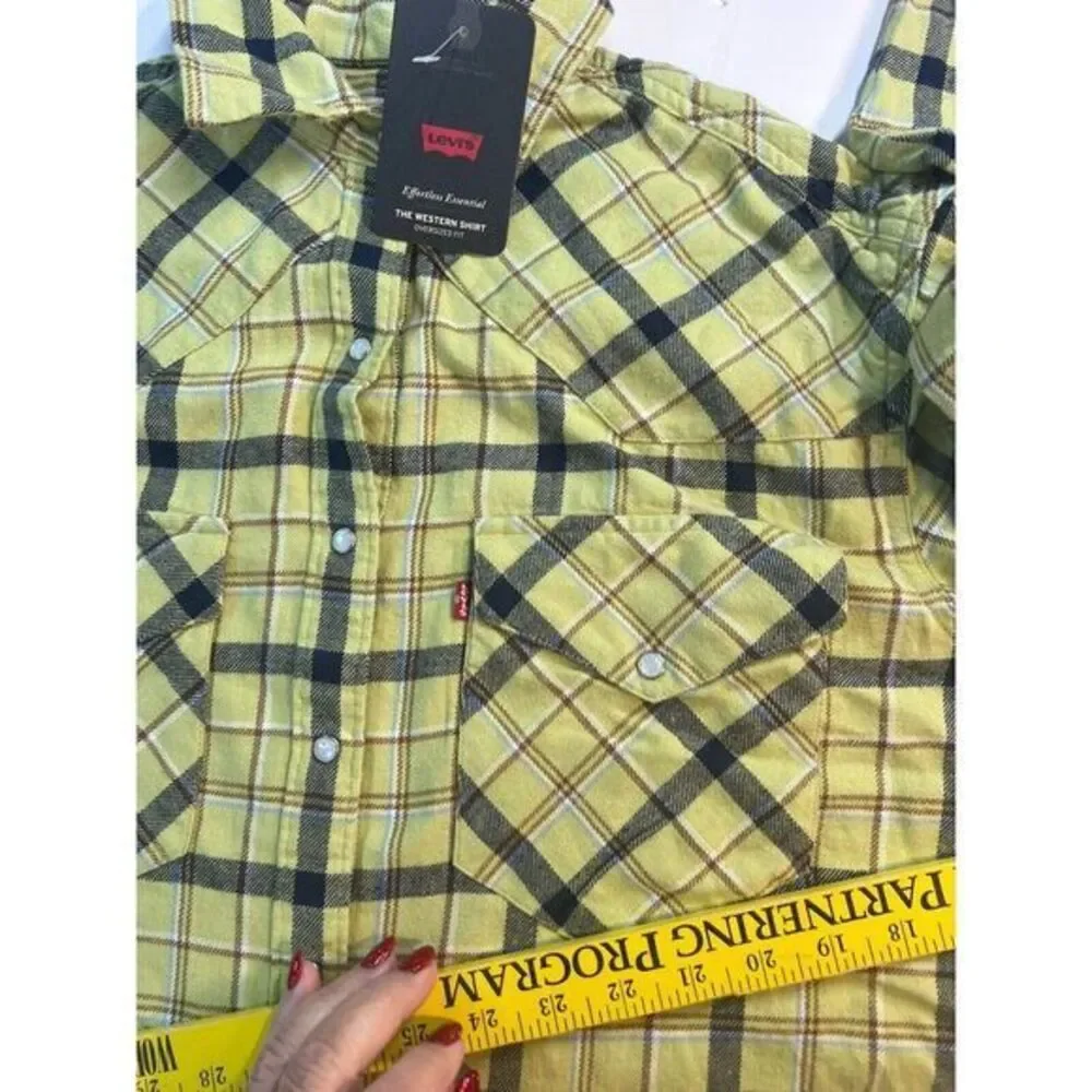 Levi's NWT Flannel Pearl Snap Shirt Mens Size S ‎ Western Plaid